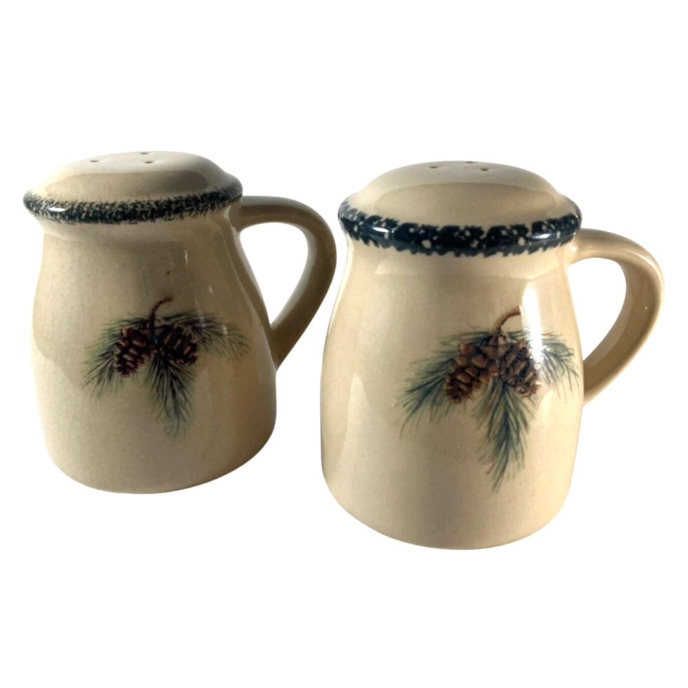 Salt & Pepper Shaker SET Northwoods Stoneware Pinecone Home & Garden Party VTG